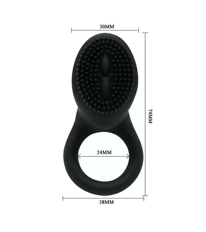 Эрекционное кольцо Cobra с вибрацией и подушкой для стимуляции клитора – черный