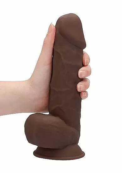 Фаллоимитатор Silicone Dildo With Balls - 21,6 см, шоколадный