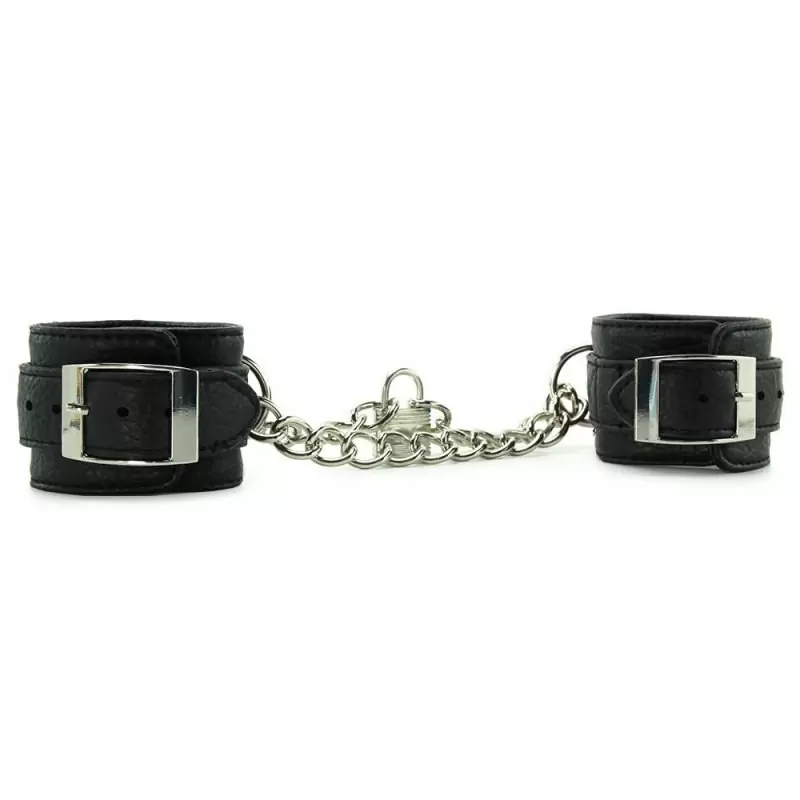 Унисекс наручники на цепи с замком Unisex Leatherette Cuffs – черный