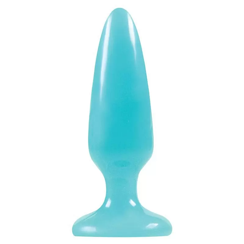 Маленькая анальная пробка Firefly Pleasure Plug - Small светящаяся в темноте – голубой
