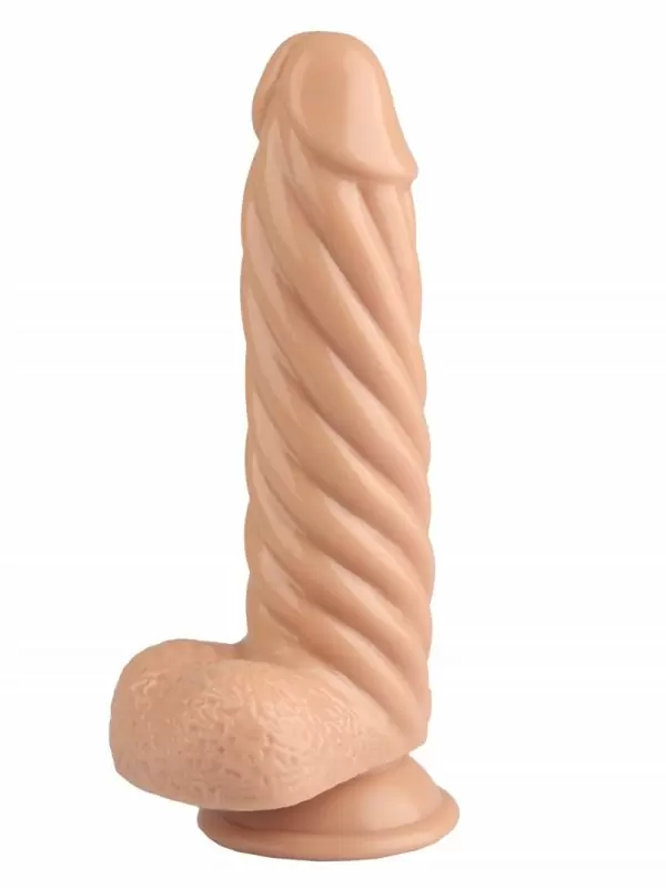 Рельефный фаллоимитатор 21 см, телесный