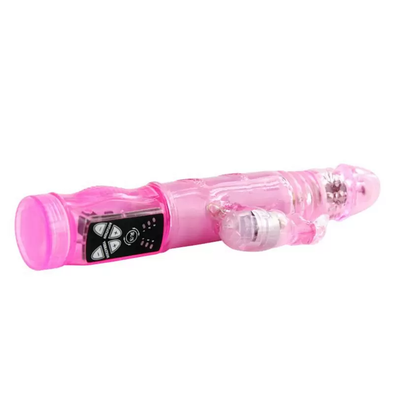 Перезаряжаемый вибромассажер-ротатор с поступательными движениями Crazy Rabbit – розовый