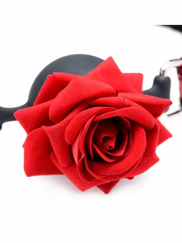 Элегантный кляп EDC Full Bloom, в форме розы, диаметр 4,3 см, силикон, красный с чёрным