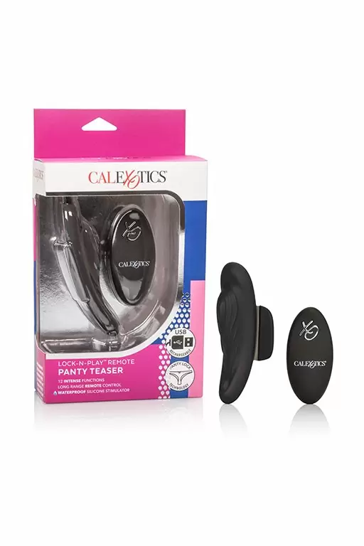 Носимый стимулятор клитора Lock-N-Play Remote Panty Teaser, 12 режимов, с пультом Д/У, 11,5 см, черный