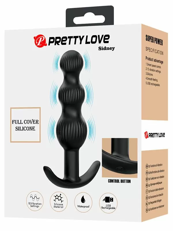 Анальный вибростимулятор Baile Sidney, 3 бусины, 10 режимов, 10,9 см