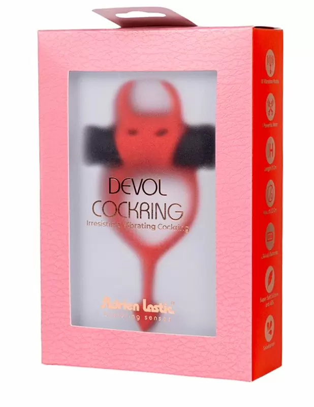 Необычное эрекционное виброкольцо Adrien Lastic Devol Cockring Маленький Демон, 10,8 см, диаметр 4,2 см, силикон, красный