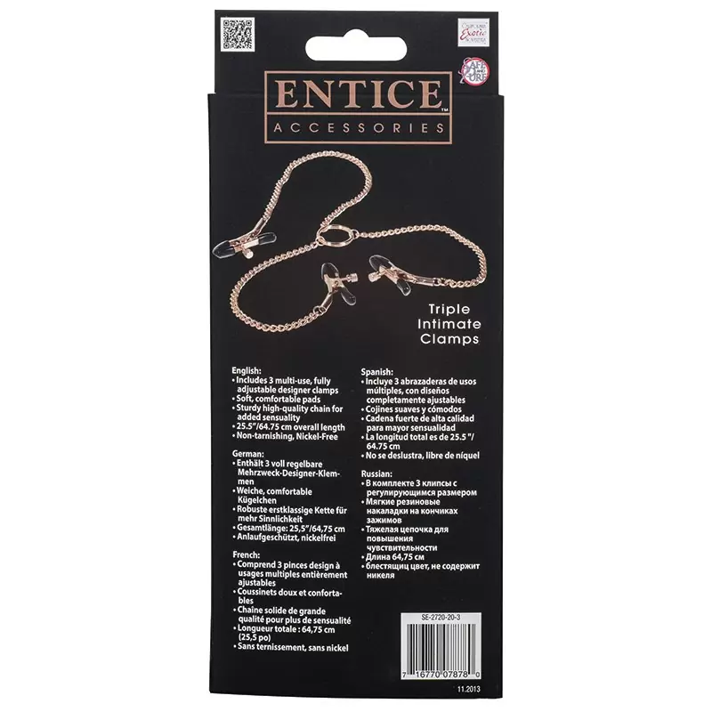 Зажимы для сосков и половых губ с цепью Entice Triple Intimate Clamps