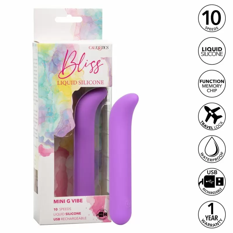 Изогнутый вибратор Bliss Liquid Silicone Mini G Vibe, 10,75 см, силикон, фиолетовый 