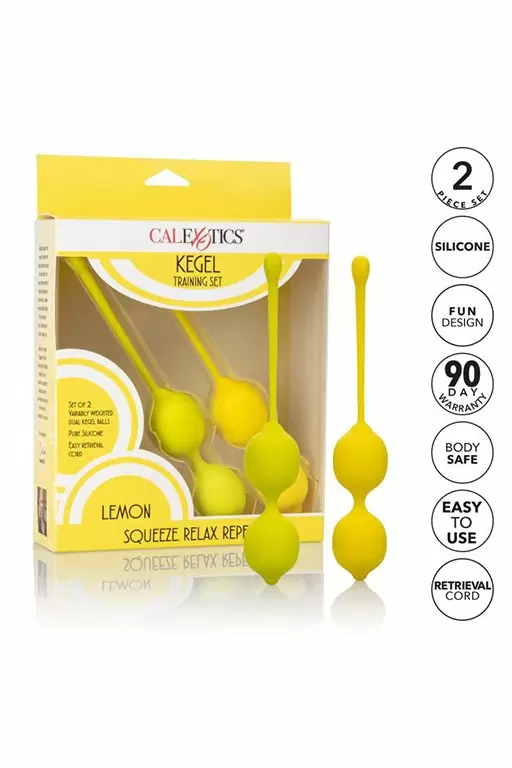 Оригинальные вагинальные шарики Kegel Training Set Lemon в форме лимонов - желтый