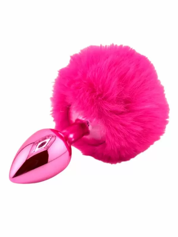 Розовая анальная пробка с заячьим хвостиком Small