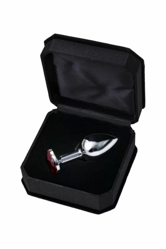 Маленькая изящная анальная пробка TOYFA с кристаллом цвета рубина - серебристый с красным