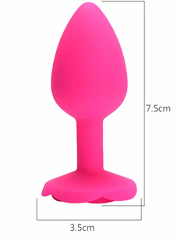 Анальная пробка Kanikule, с ограничителем в форме розочки, размер S, розовая