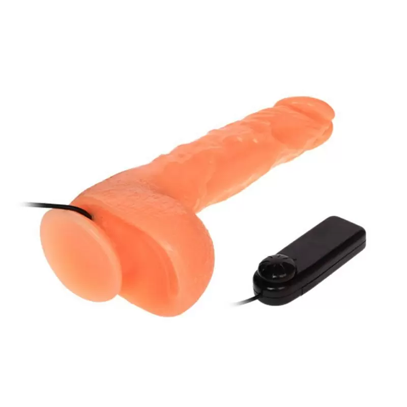 Большой реалистичный вибратор с мошонкой на присоске Penis 9.5” – телесный