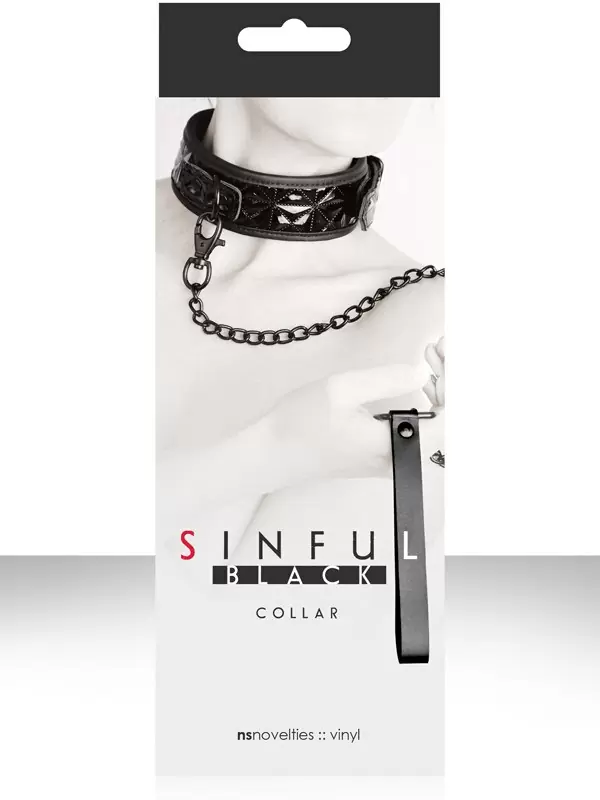 Ошейник с цепью-поводком Sinful Collar – черный