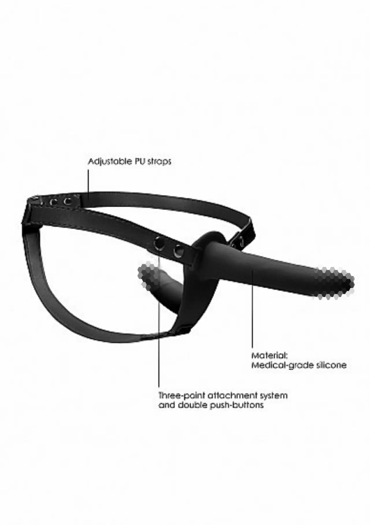 Двойной страпон Adjustable (Черный)