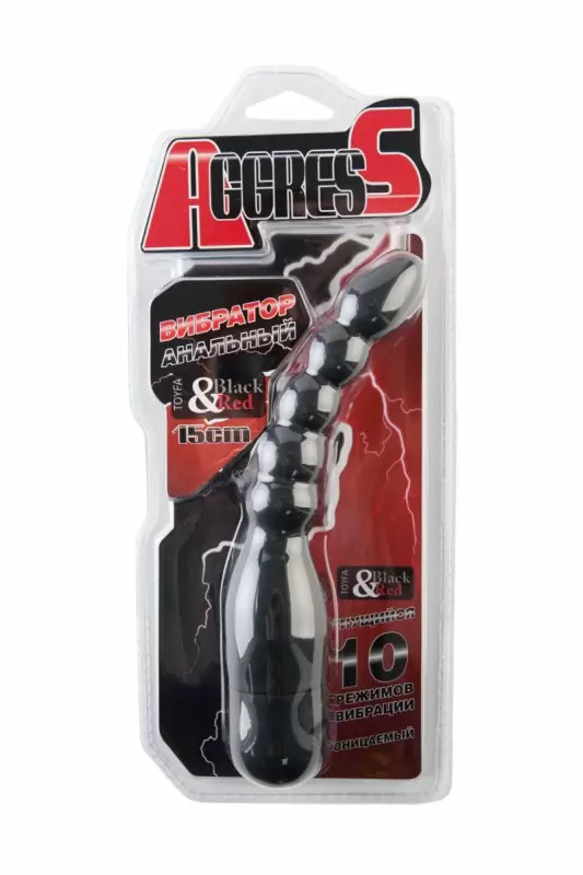 Вибратор анальный с шариками TOYFA Black&Red – чёрный