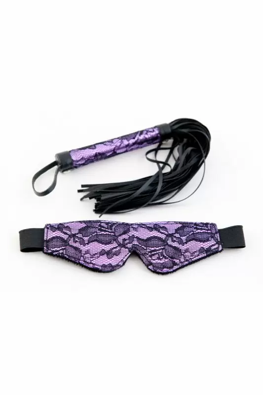 Кружевной набор маска и флоггер TOYFA Marcus – пурпурный