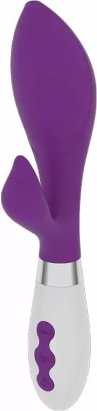 Изогнутый вибратор-кролик Achelois, 21,7 см, 10 скоростей, фиолетовый с белым