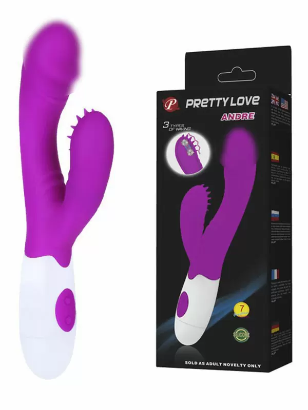 Вибратор-кролик Andre с функцией переминания – малиновый