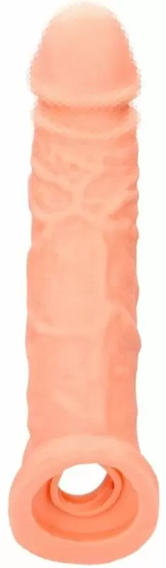 Увеличивающая насадка Shots Toys RealRock с креплением, телесный, 21,9 см х 5,9 см