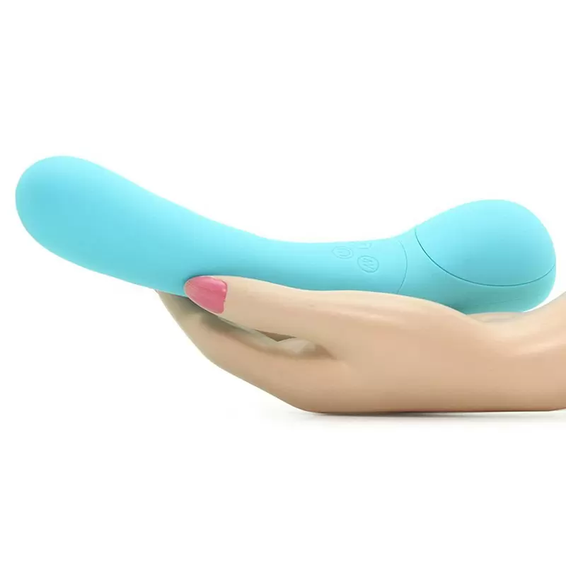 Изогнутый вибратор Impress Wand, 20,3 см, 12 режимов, силикон, голубой