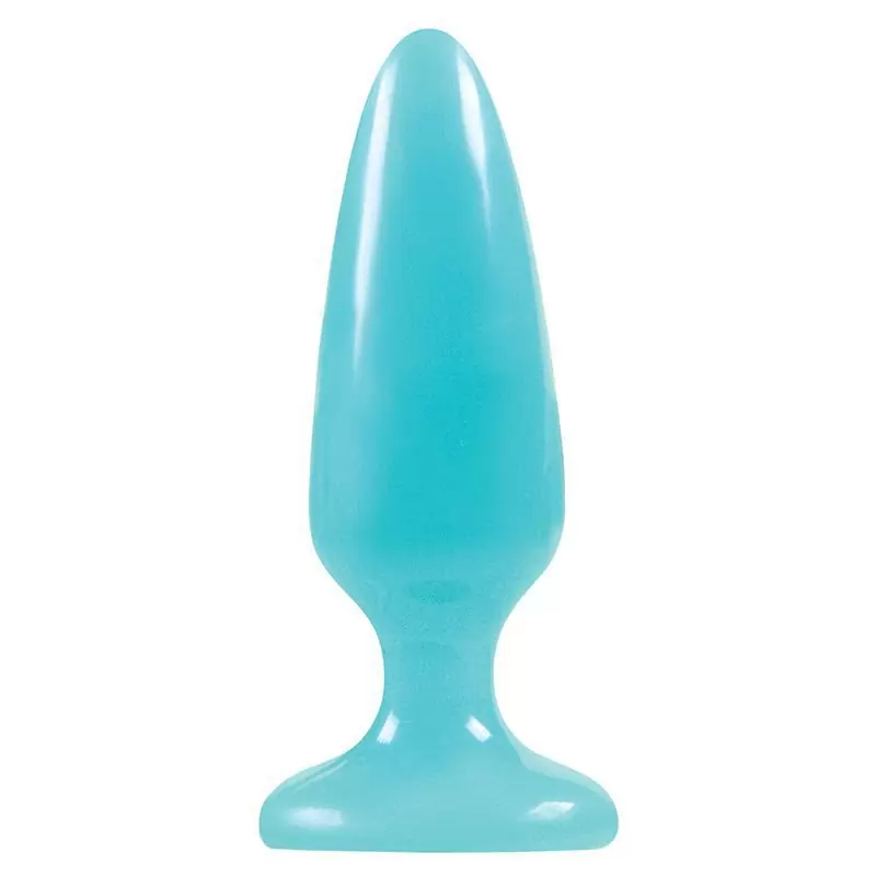 Средняя анальная пробка Firefly Pleasure Plug - Medium светящаяся в темноте – голубой
