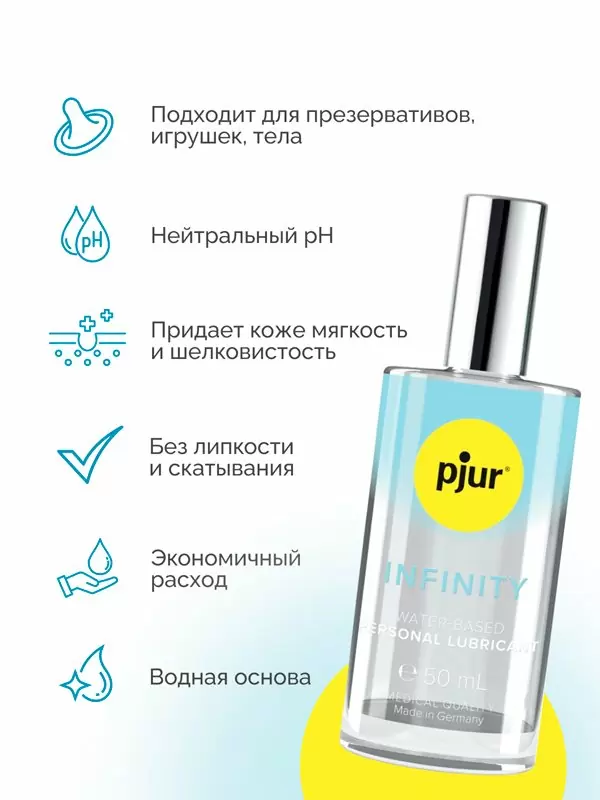 Интимная смазка pjur INFINITY на водной основе, стеклянный флакон, 50 мл