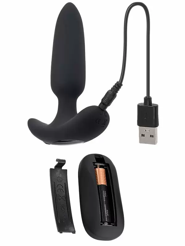 Анальная пробка Evolved Black Beauty, с вибрацией, с пультом ДУ, 7 режимов, 3 скорости, черный