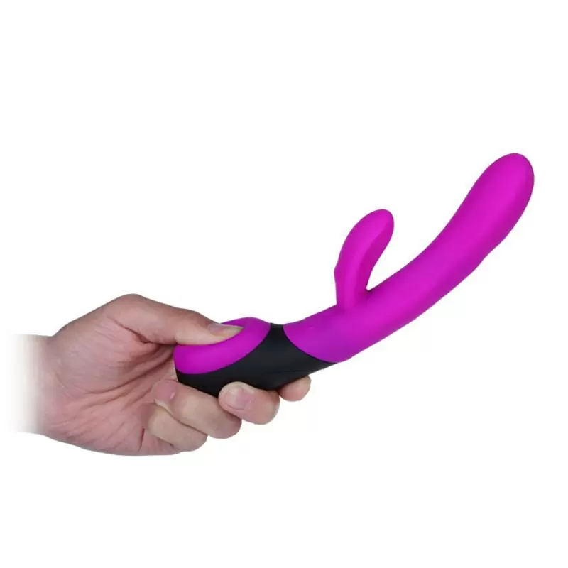 Вибратор двойного действия Hilary с воздушной подушкой-регулятором и функцией запоминания – малиновый