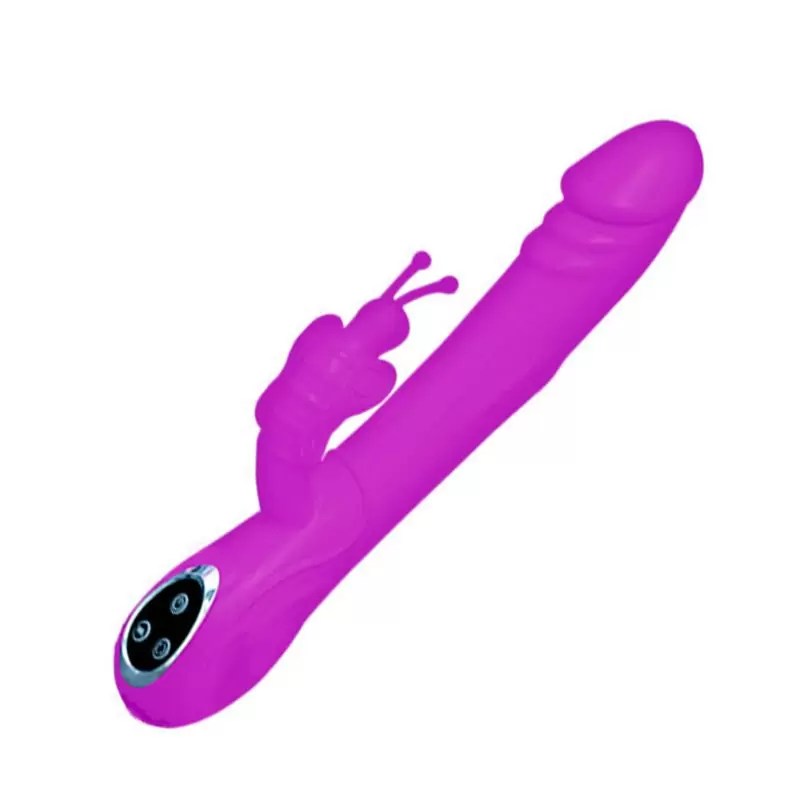 Вибромассажер-ротатор Butterfly с клиторальным стимулятором-бабочкой – розовый