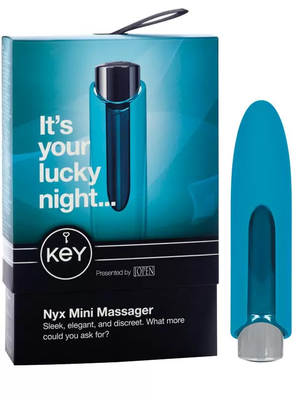 Дизайнерский мини массажер с насадкой Nyx - Blue