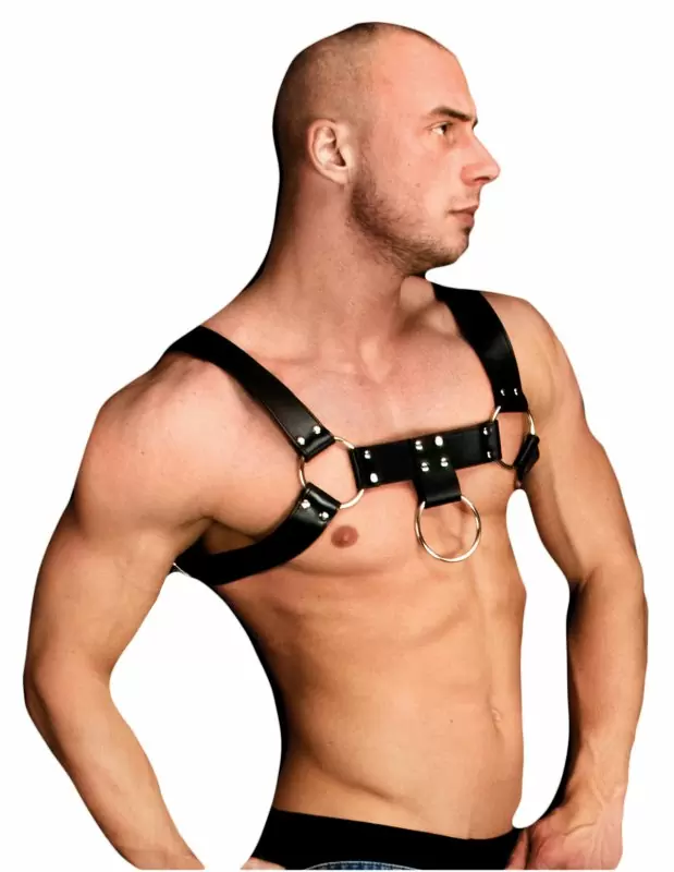 Бондаж для связывания из пвх с металлическими кольцами Harness - Costas 1 - Black