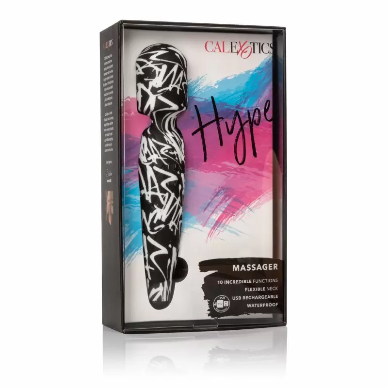 Пёстрый вибромассажёр классической формы Calexotics Hype™ Massager – чёрный, белый 