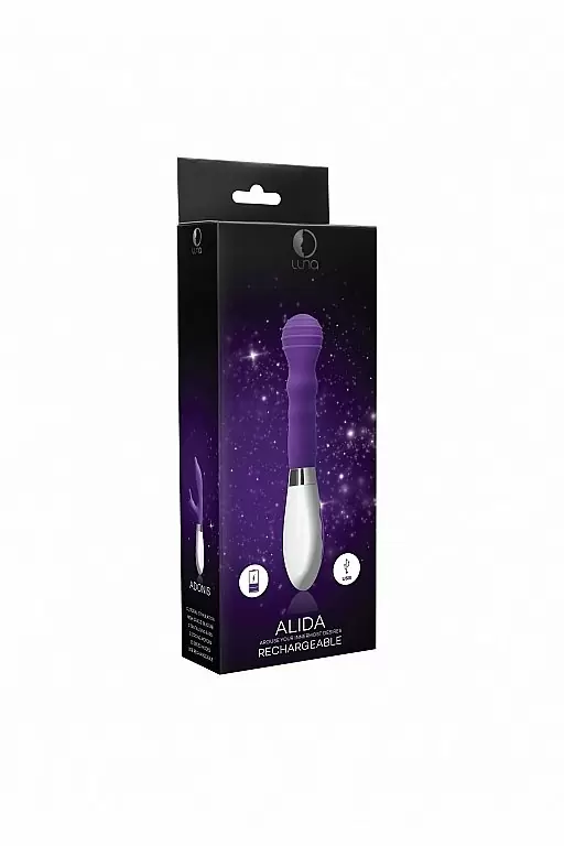 Ребристый вибратор Alida: 21 см, 10 режимов вибрации, АБС/силикон