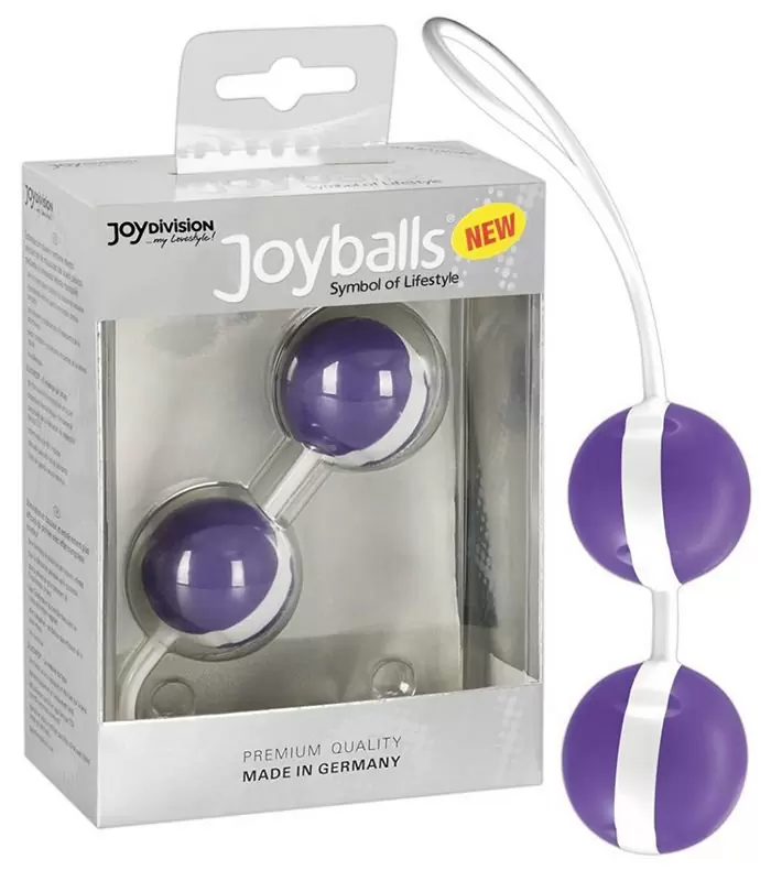 Вагинальные шарики Joyballs Bicolored со смещенным центром тяжести – фиолетовый с белым