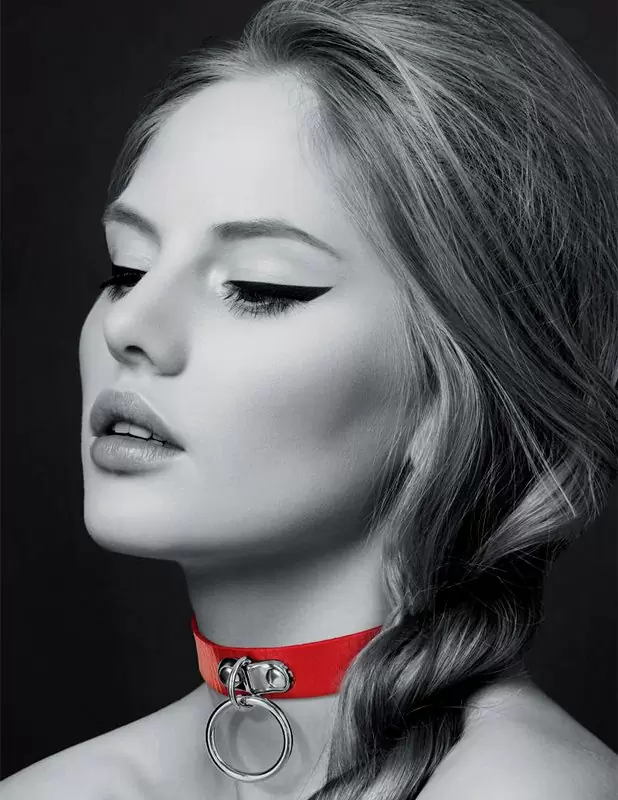 Элегантный чокер Concorde COLLIER FETISH ROUGE, с металлическим кольцом, 41 см, черный