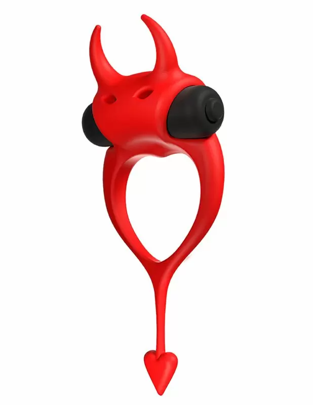 Необычное эрекционное виброкольцо Adrien Lastic Devol Cockring Маленький Демон, 10,8 см, диаметр 4,2 см, силикон, красный