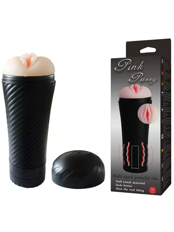 Вагина в футляре Pink Pussy с многоуровневой вибрацией – телесный
