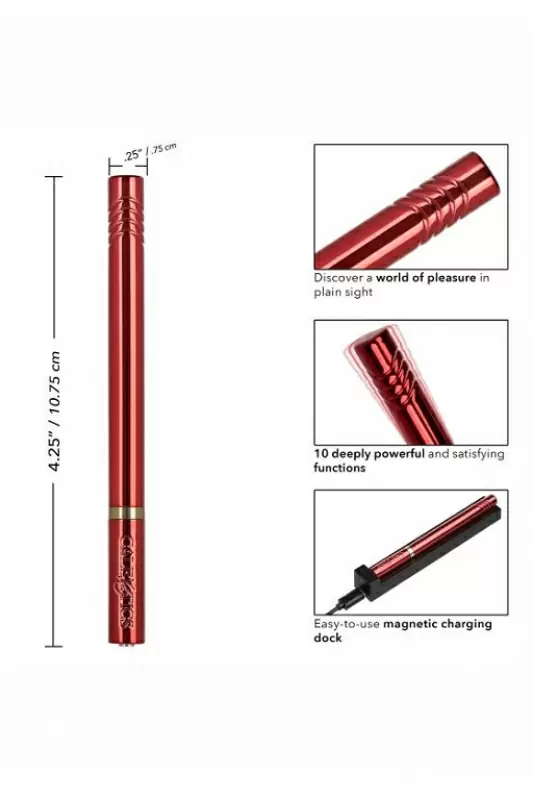 Ультратонкий вибратор Hidden Pleasures (Красный): 10.75 см, 10 режимов вибрации, АБС/металл