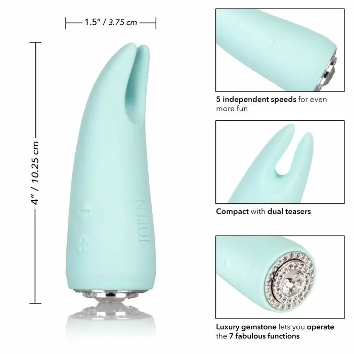 Элегантный вибратор с раздвоенным кончиком Calexotics Pave Diana - голубой