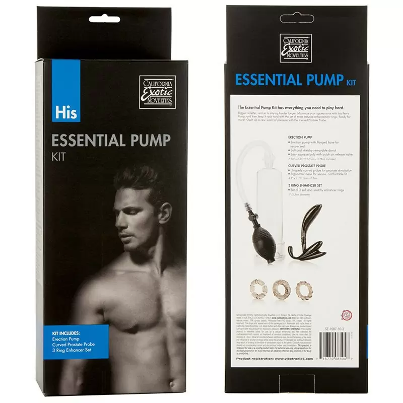Вакуумная помпа  His Essential Pump Kit и анальный стимулятор – черный