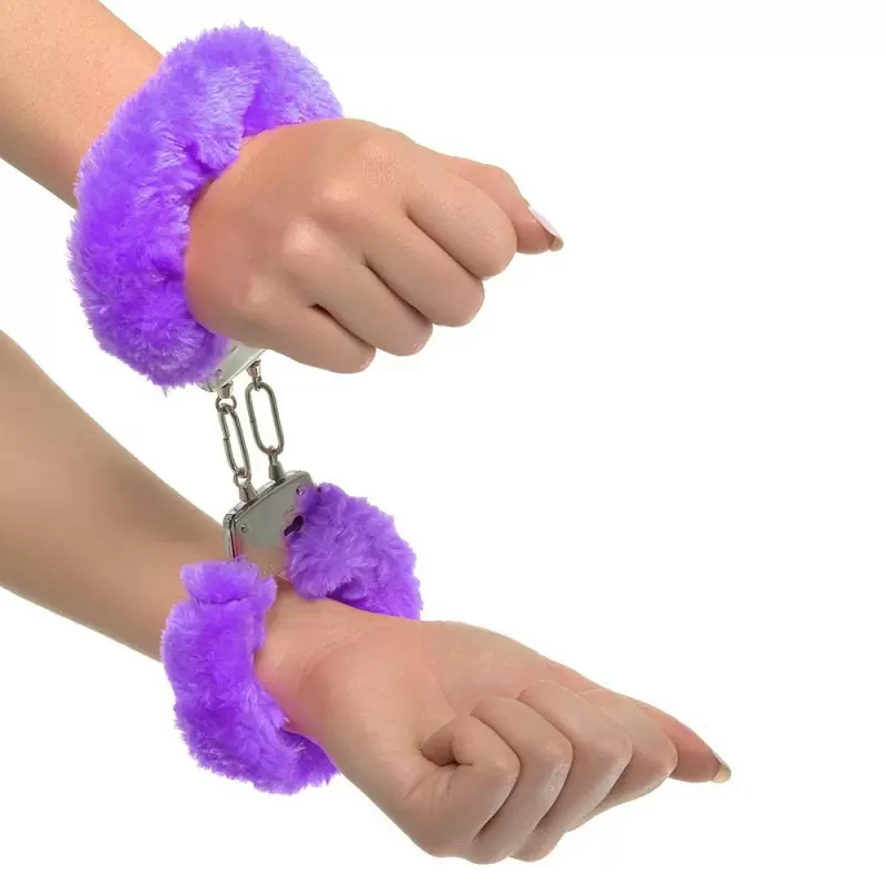 Меховые наручники Neon Furry Cuffs – фиолетовый