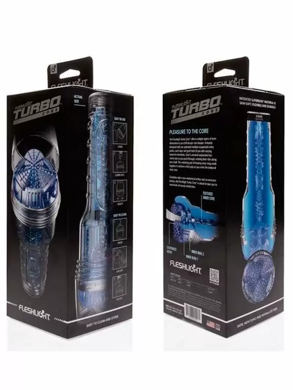 Текстурированный мастурбатор Fleshlight Turbo Core, 24,8 см, ТПЭ, голубой