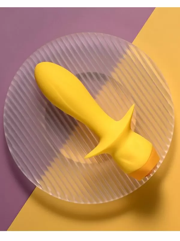 Элегантная анальная вибропробка Evolved Mellow Yellow, 13,5 см, с кристаллом, силикон, 10 режимов, желтый