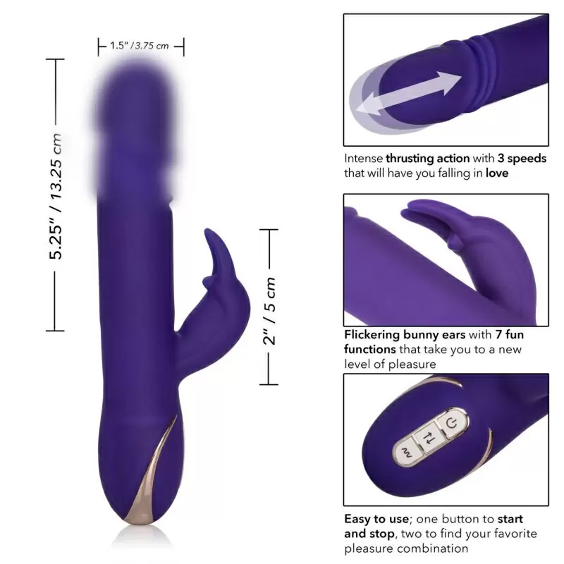 Вибратор с ребристой головкой Calexotics Jack Rabbit Signature Silicone Thrusting Rabbit