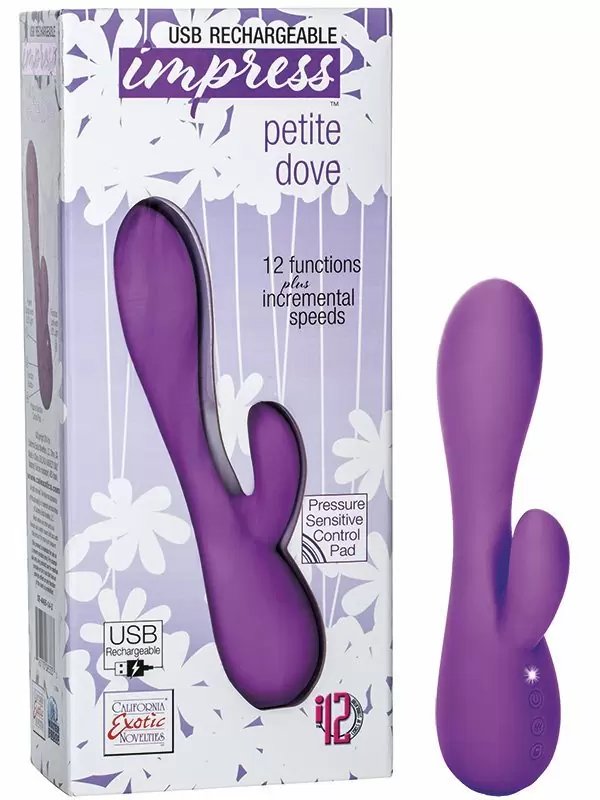 Вибромассажер со стимулятором клитора Impress Petite Dove перезаряжаемый – фиолетовый