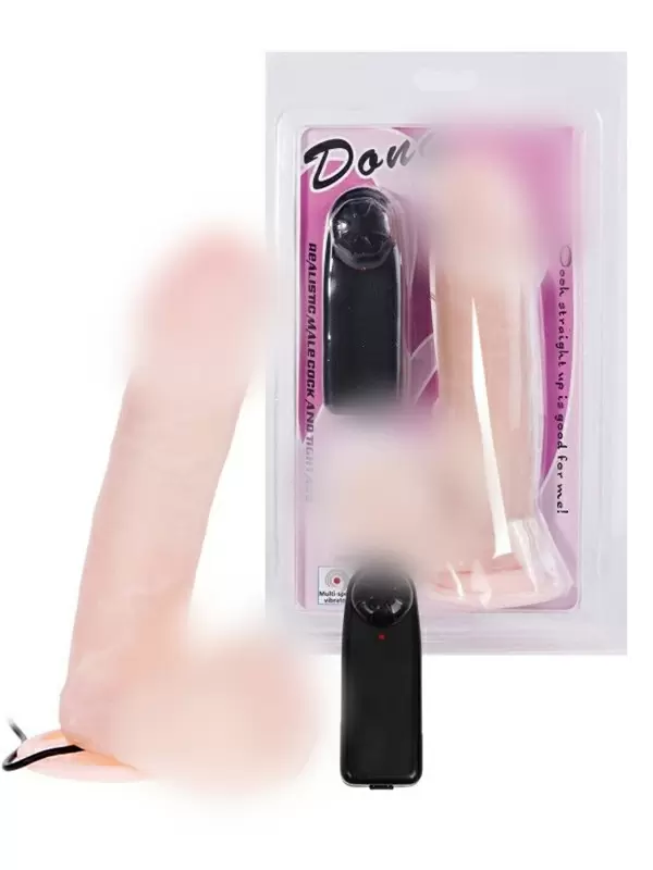 Мультискоростной вибратор-реалистик Dong с мошонкой на присоске – телесный