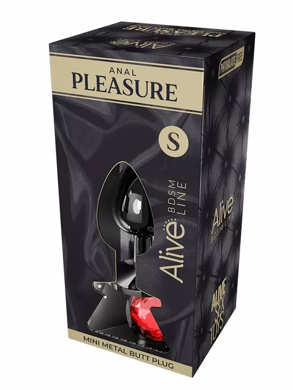 Элегантная анальная втулка Alive Mini Metal Butt, красный кристалл, 7 см, размер S