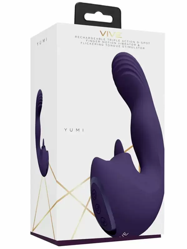 Вибратор Shots Toys Yumi, 10 скоростей, с клиторальным язычком, фиолетовый