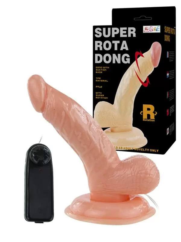 Реалистичный дилдо с ротацией на присоске Super Rota Dong – телесный